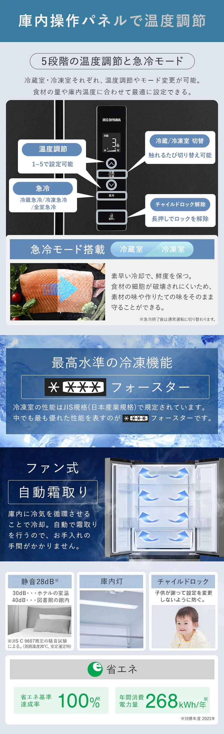 冷蔵庫 401L 自動霜取り 自動製氷 IRSN-40A 全2色10