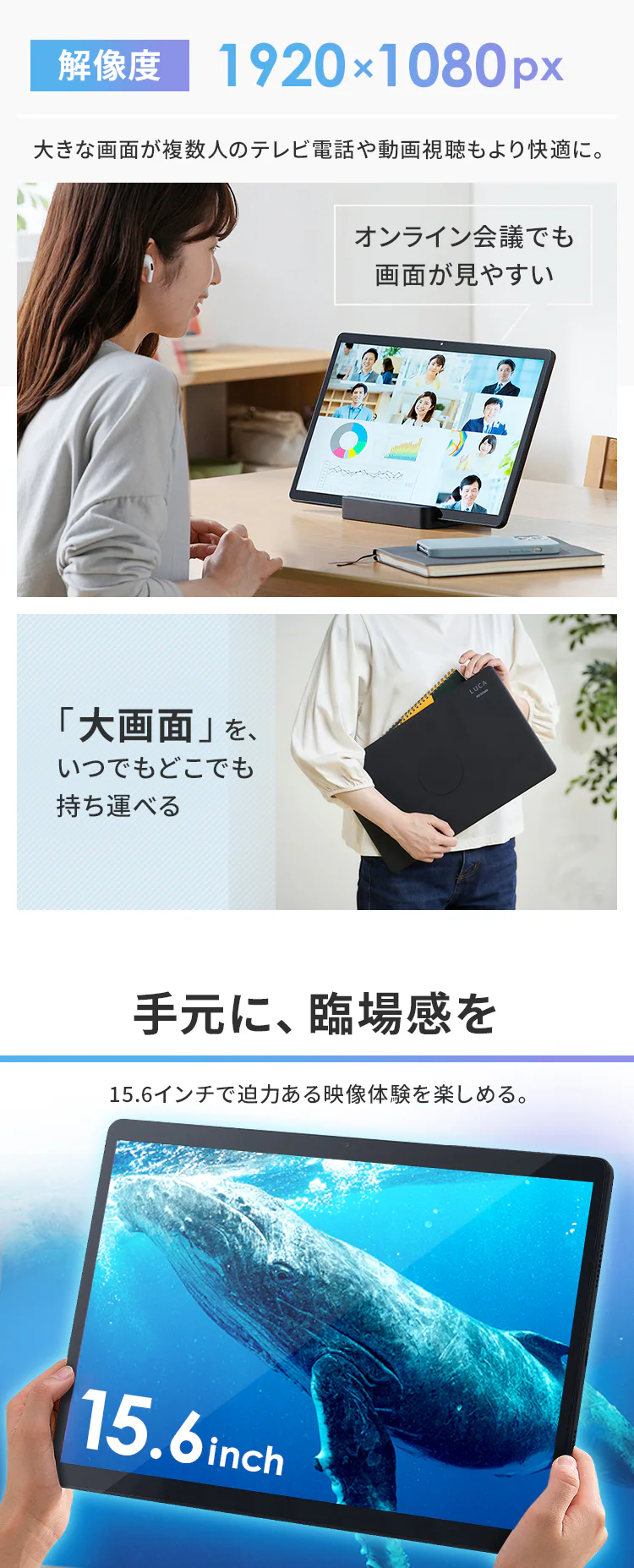 タブレット 15.6インチ 64GB メインメモリ4GB 8コア LUCA TM152M4V1-B ブラック 保護フィルム+タブレットケースセット1