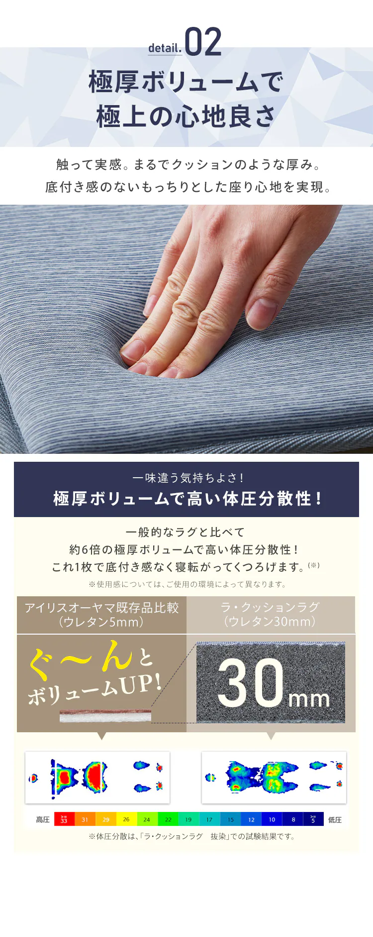 ラグ ラ・クッション 接触冷感 185×240cm ACR2C-1824 グレー2