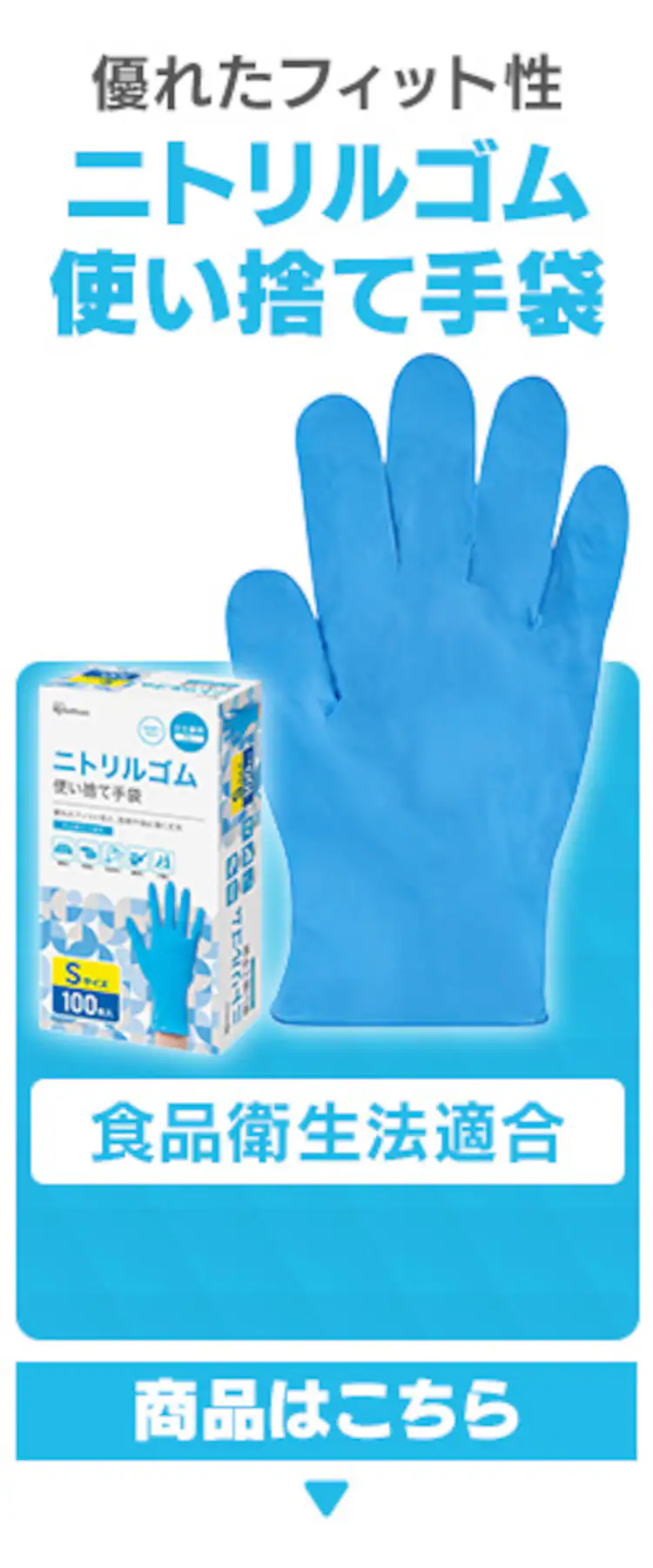 【100枚】使い捨て手袋 ニトリルゴム Lサイズ  RNBR-100L 0