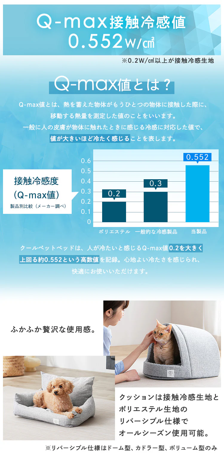 ペットベッド 冷感 クール クールペットベッド カドラー型 グレー PCB-24C1