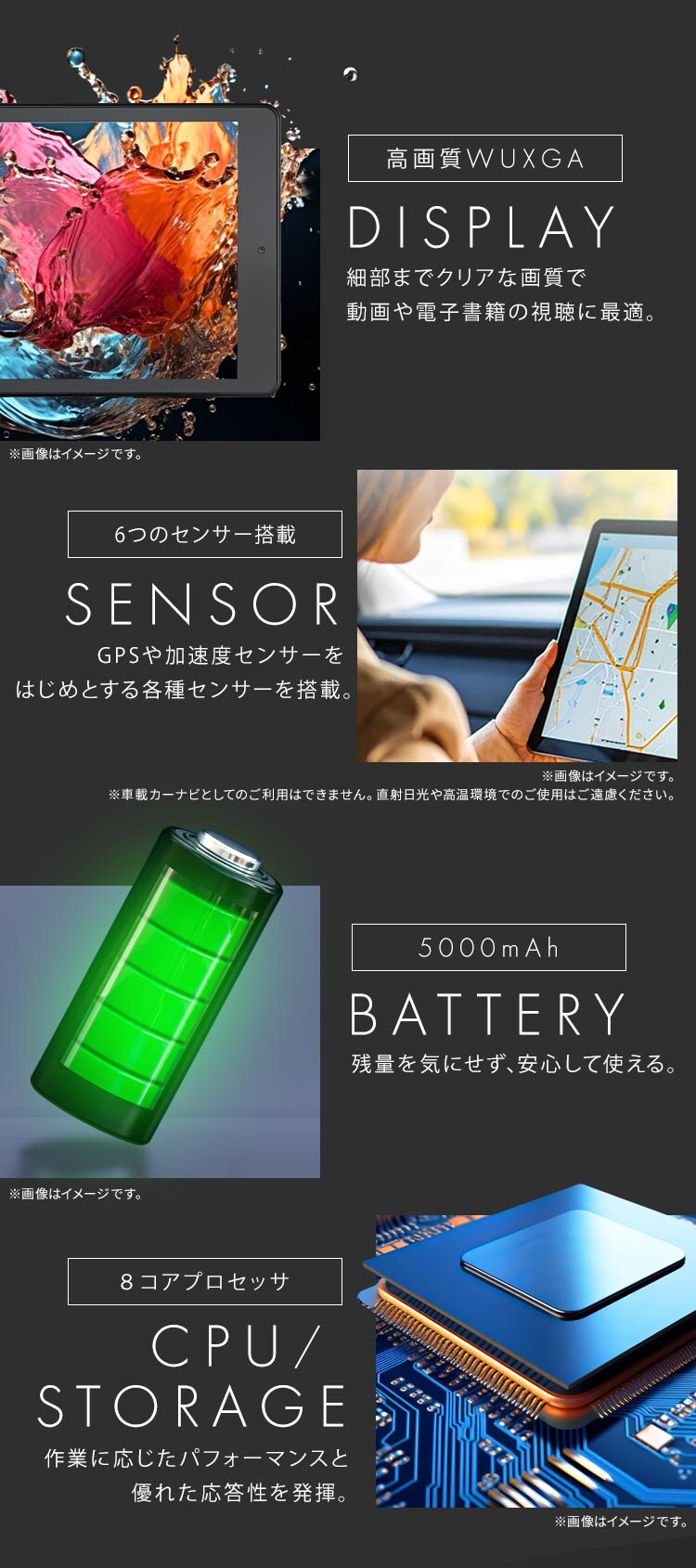 タブレット 8インチ 軽量 128GB メインメモリ4GB 8コア LUCA TM083M4V1-B ブラック3