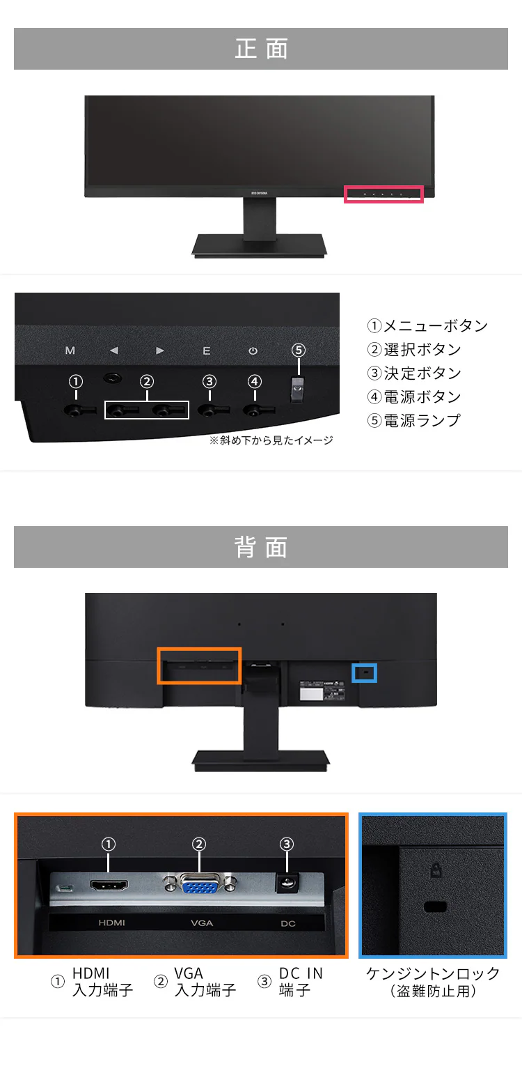 液晶ディスプレイ 27インチ LUCA ILD-D27FHT-B ブラック + ディスプレイアームセット10