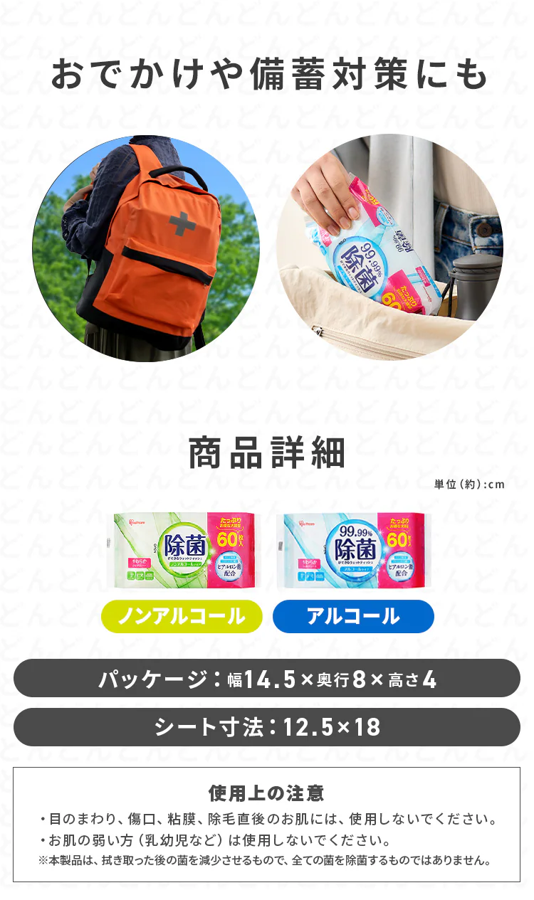 【2880枚】除菌ができる ウェットティッシュ ノンアルコールタイプ WTS-60N3