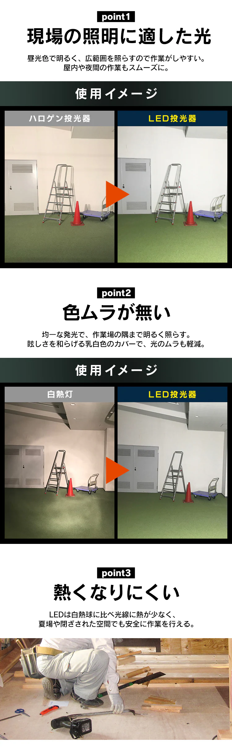 ワークライト LED クリップライト 屋内用 作業灯 作業用 1600lm ILW-16GC41