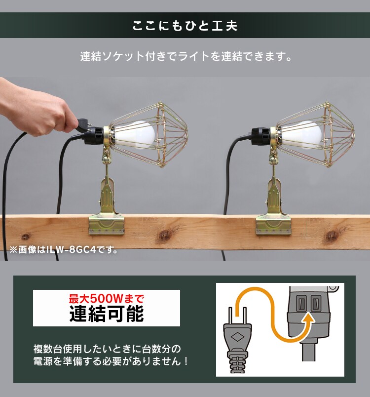 ワークライト LED クリップライト 屋内用 作業灯 作業用 2400lm ILW-24GC45