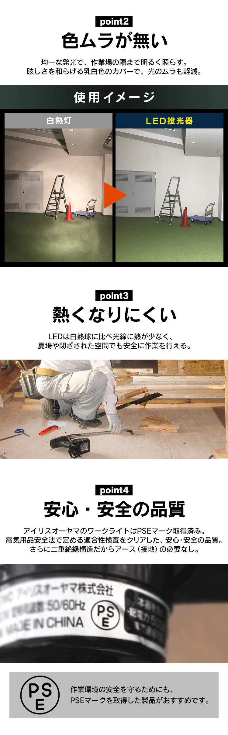 ワークライト LED 配光可変型 クリップライト 屋内用 作業灯 作業用 6000lm ILW-60GWC1