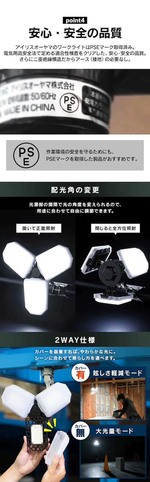 IRIS 107189 PROLEDS 配光可変型LEDクリップライト 6000lm ILW60GWC 工事 照明用品 作業灯 照明用品 投光器(代引不可)【送料無料】