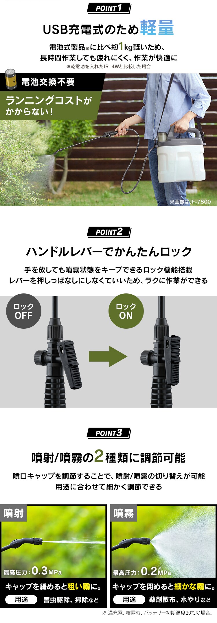 充電式噴霧器 JF-4000 ホワイト/グレー1