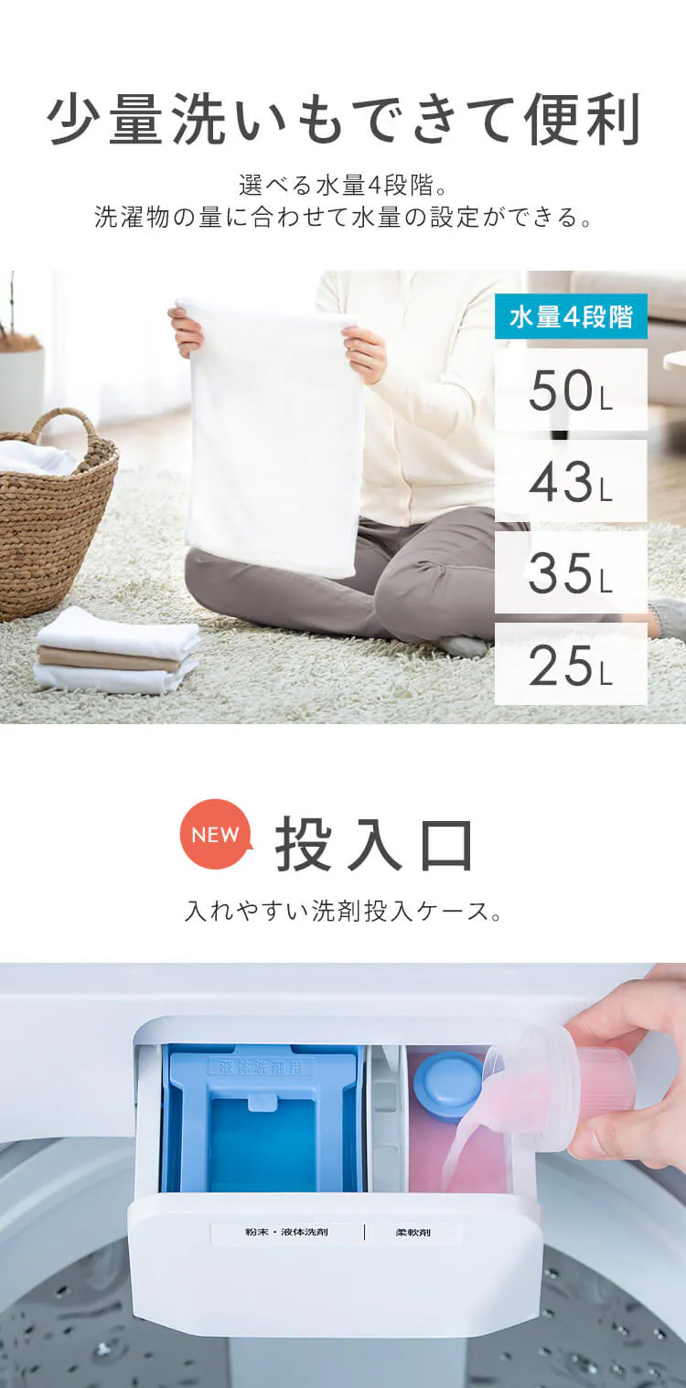 洗濯機 6kg ガチ落ち大水流洗浄 節水 ラクとれLOW設計 一人暮らし ITW-60A01 全2色7