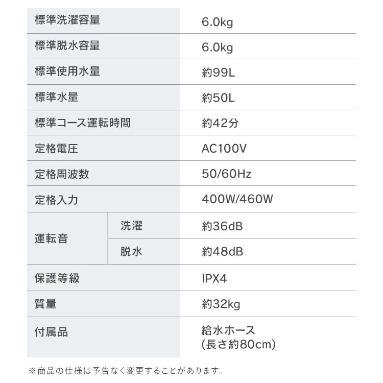 洗濯機 6kg ガチ落ち大水流洗浄 節水 LOW設計 一人暮らし ITW-60A01-W ホワイト12