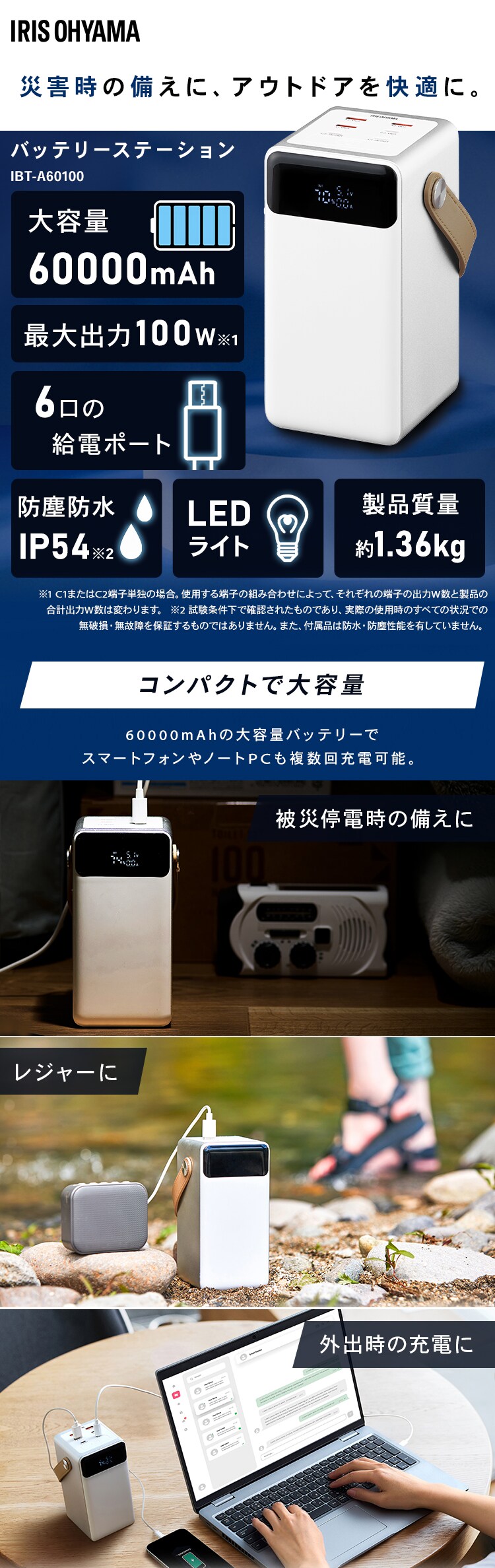 バッテリーステーション IBT-A60100-W ホワイト4