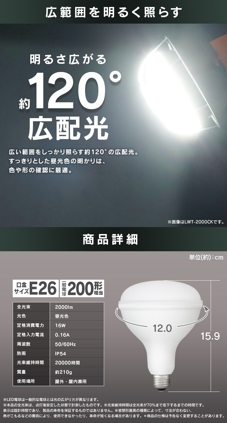 LED投光器用交換電球 2000lm LDR16D-H-E2 1