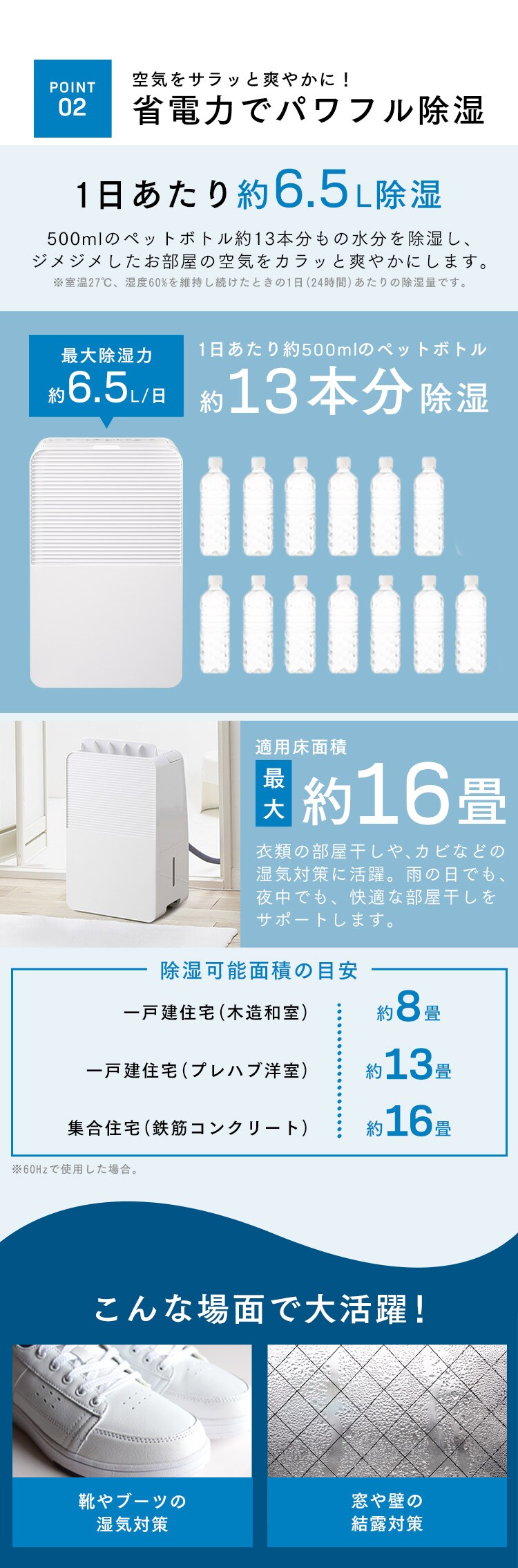 コンプレッサー式除湿機 6.5L IJC-R65 ホワイト H561929