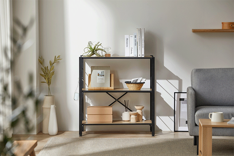 スチールラック 3段 76cm 組立簡単 連結スチールラック KRSR-3 ヴィンテージブラウン2