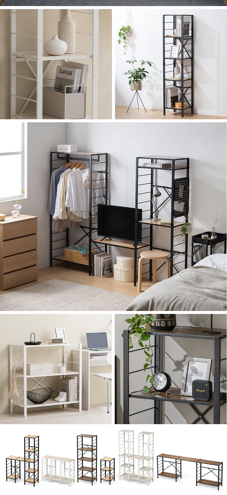 スチールラック 3段 76cm 組立簡単 連結スチールラック KRSR-3 ヴィンテージブラウン11