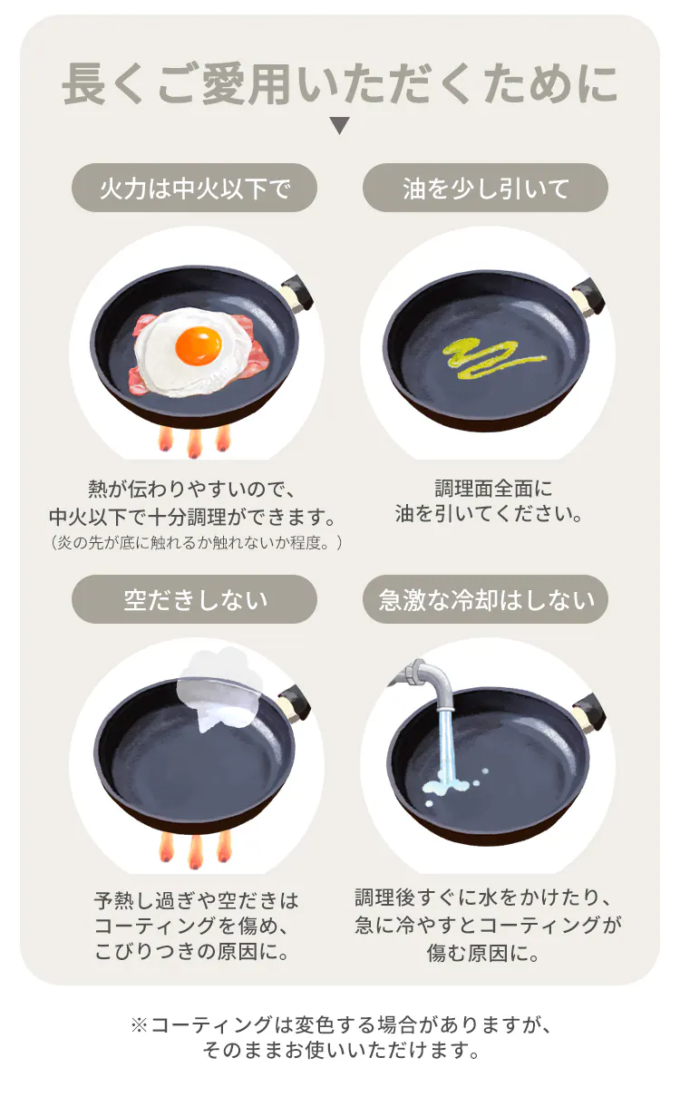 フライパン 20cm IH/ガス火対応 ナチュかるフライパン NTL-F20MO グレイッシュモカ8