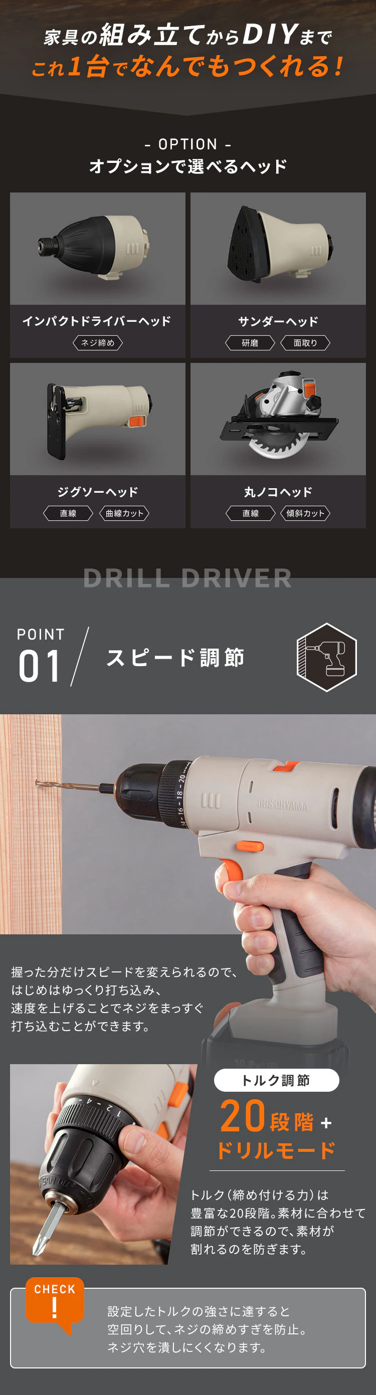 【4点セット】マルチギア 充電式ドリルドライバーセット+インパクトドライバー+ジグソーヘッド+丸ノコ10.8V PJM10DRS 1