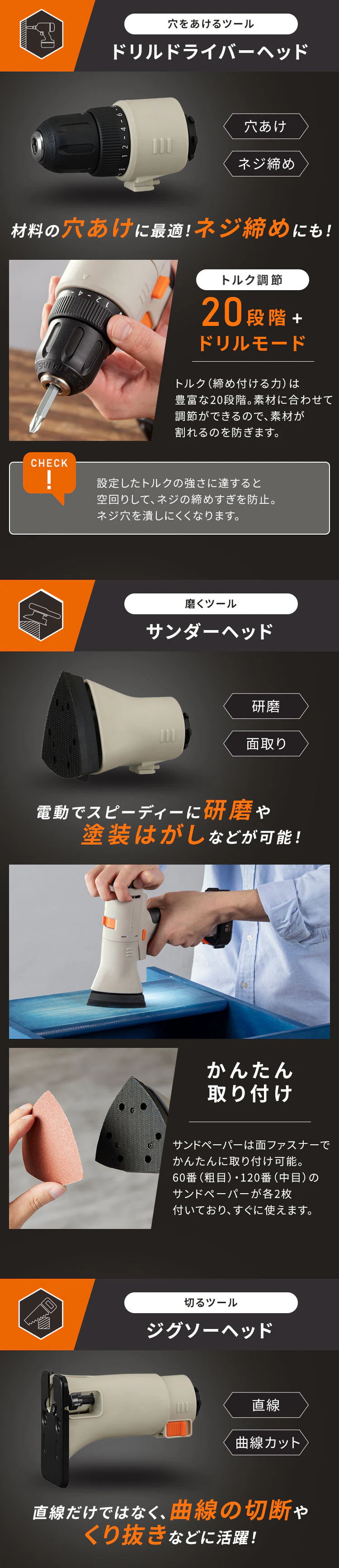 【3点セット】マルチギア 充電式インパクトドライバーセット+ドリルヘッド+ジグソーヘッド 10.8V PJM10INS8