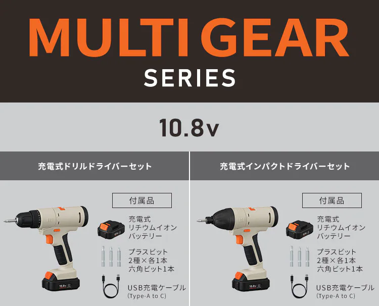 【4点セット】マルチギア 充電式ドリルドライバーセット+インパクトドライバー+ジグソーヘッド+丸ノコ10.8V PJM10DRS 13