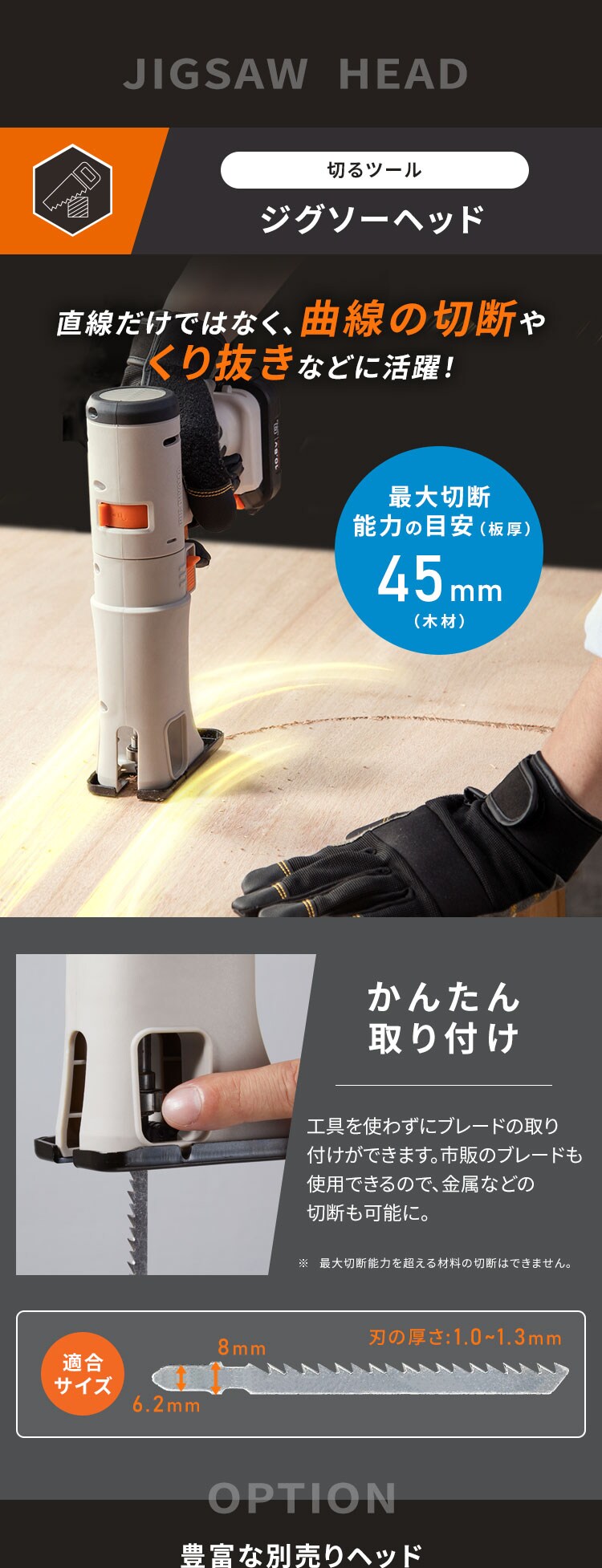 ジグソーヘッド マルチギア 10.8V JM10JG サンドベージュ DIY 組み立て【付け替えヘッド】2