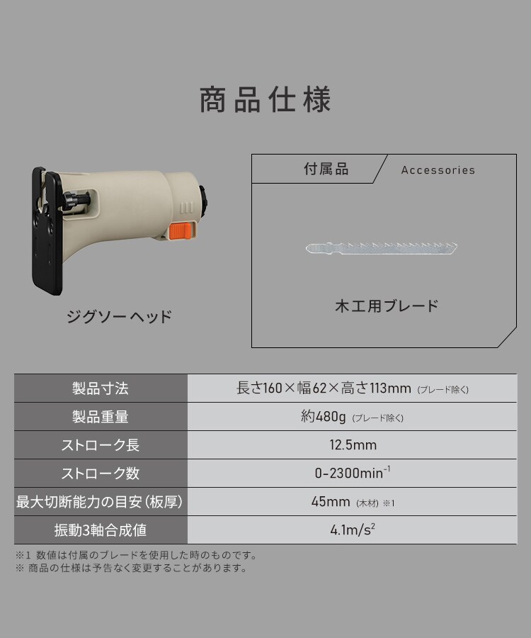 ジグソーヘッド マルチギア 10.8V JM10JG サンドベージュ DIY 組み立て【付け替えヘッド】5