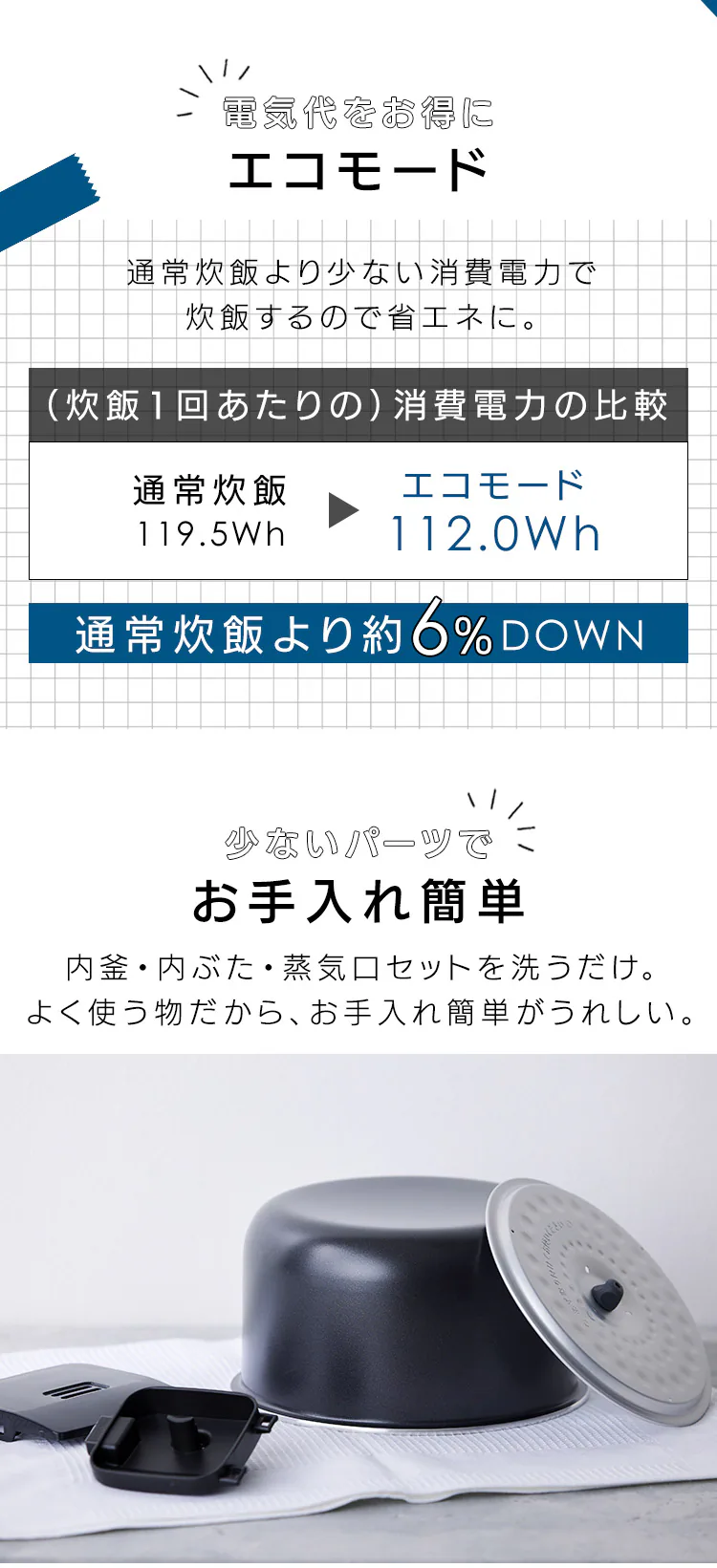 炊飯器 5.5合 マイコン式 RC-BMA50-B ブラック5