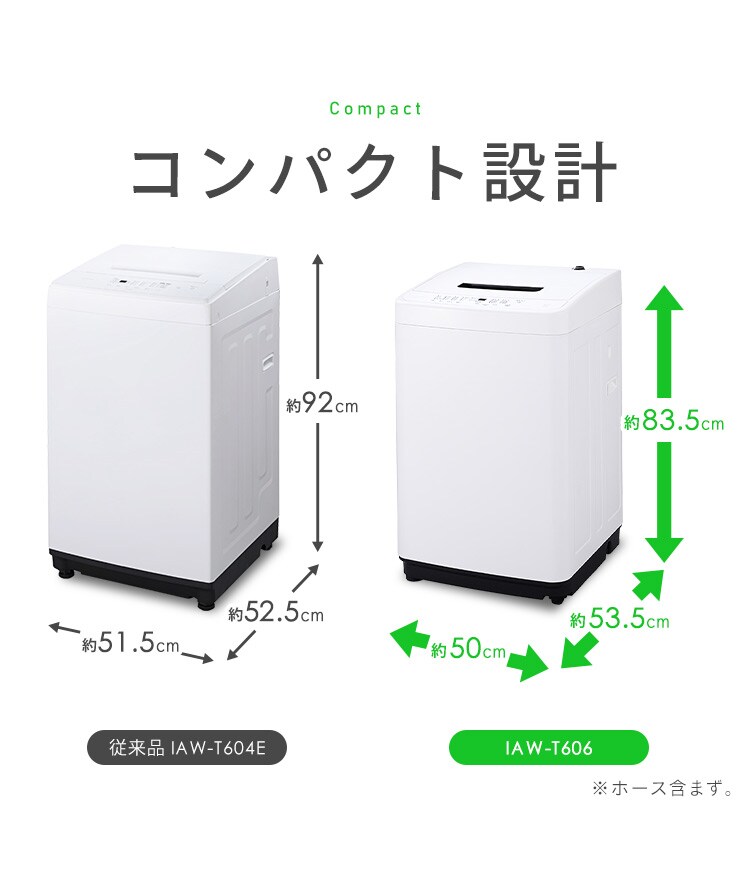 洗濯機 6kg ガチ落ち大水流洗浄 節水 コンパクト 一人暮らし IAW-T606-B ブラック4
