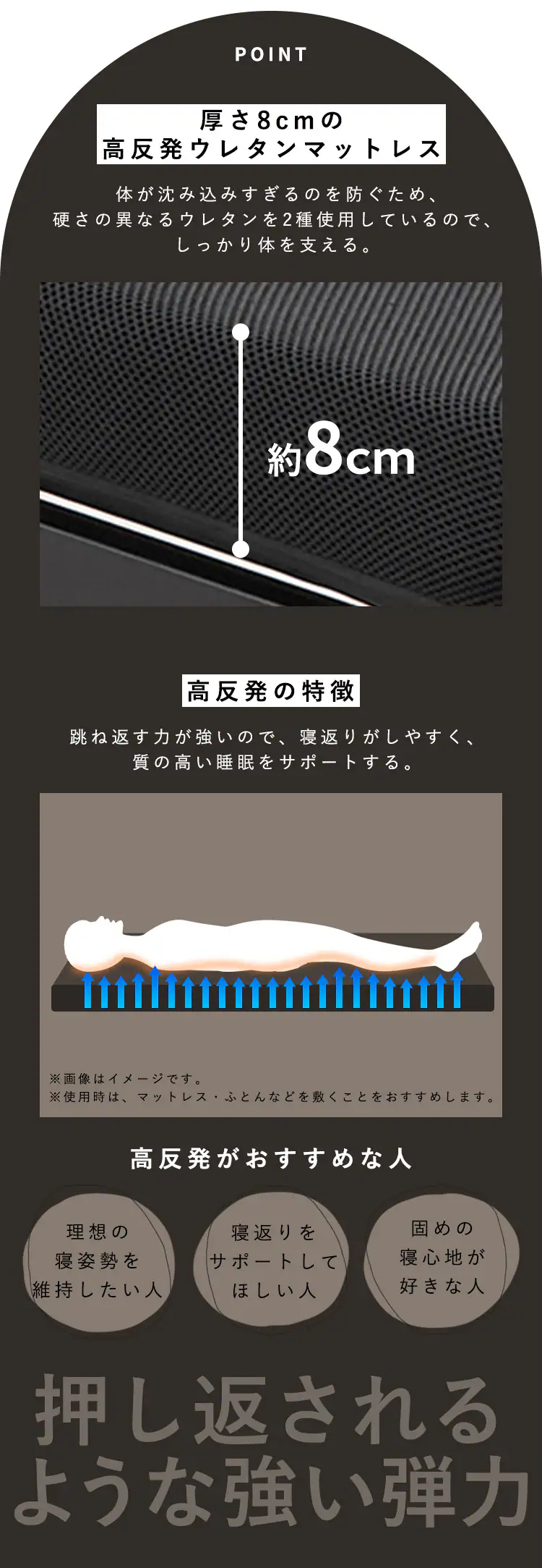 ベッド シングル 折りたたみ 高反発 OTB-KRR ブラック2
