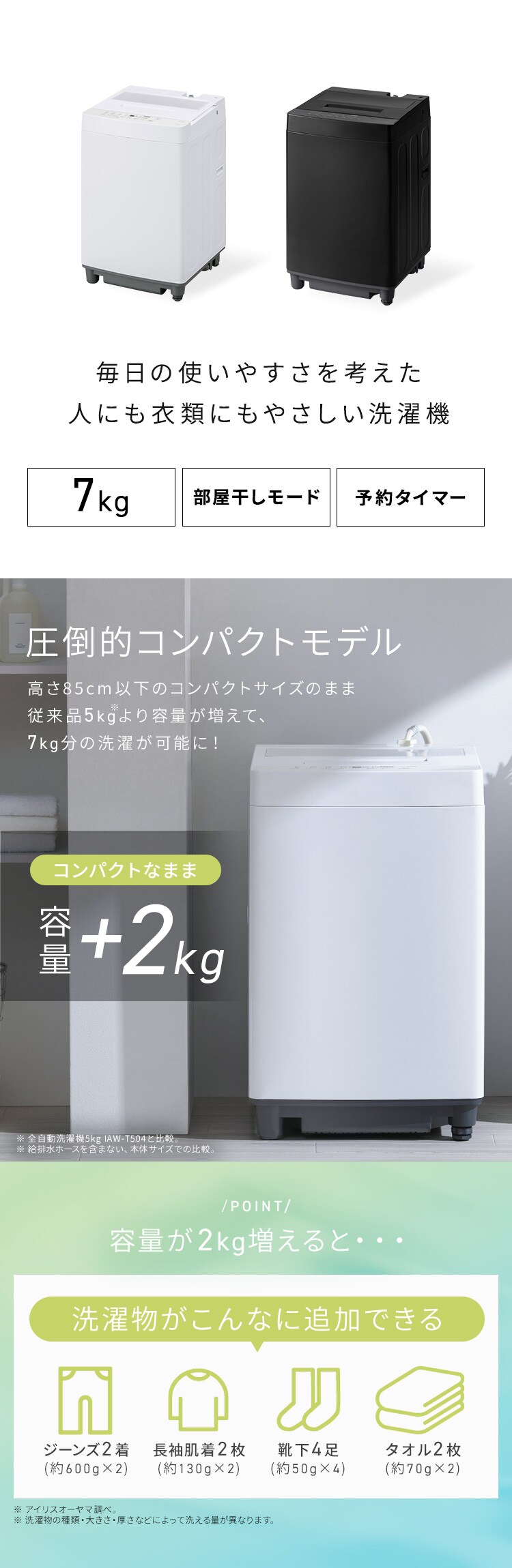 洗濯機 7kg 設置費込み コンパクト 部屋干し時間短縮モード 一人暮らし 二人暮らし ITW-70A01-BH ナチュラルブラック【代引き不可】1