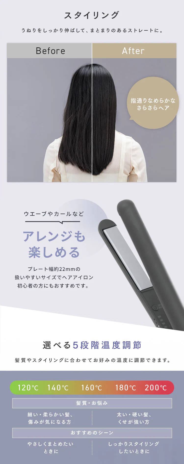 MiCOLA ストレートアイロン HIR-MS102-H グレー2