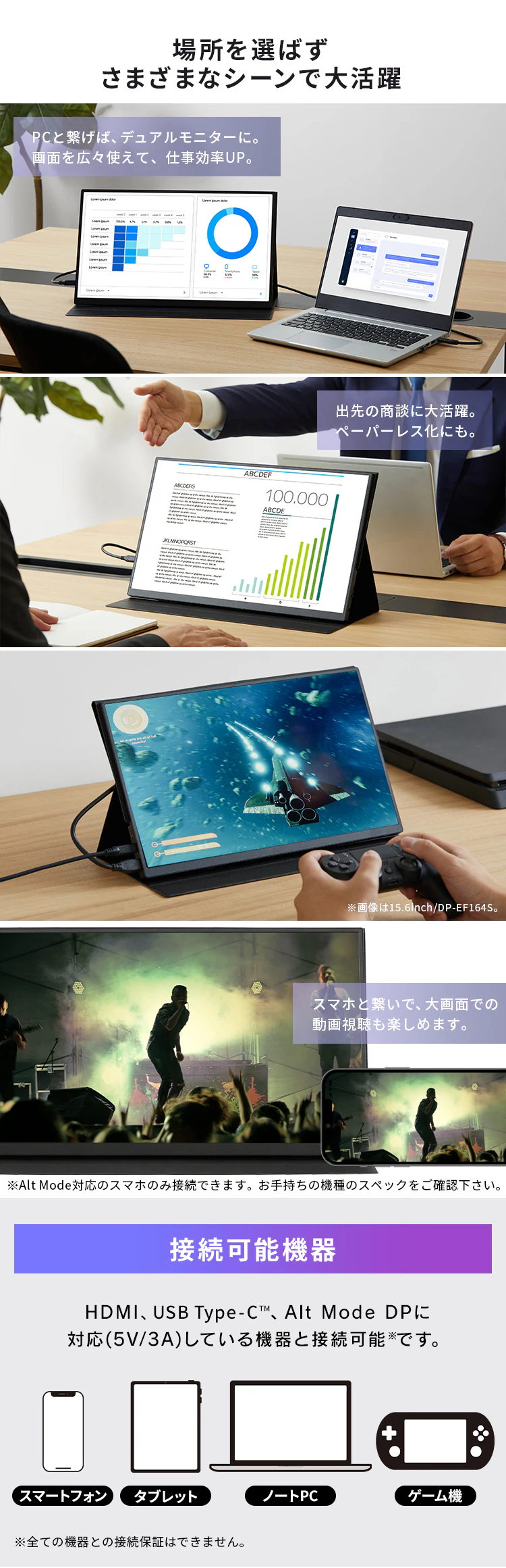 ポータブルモニター 18.5インチ FHD LUCA DP-EF184S-B ブラック5