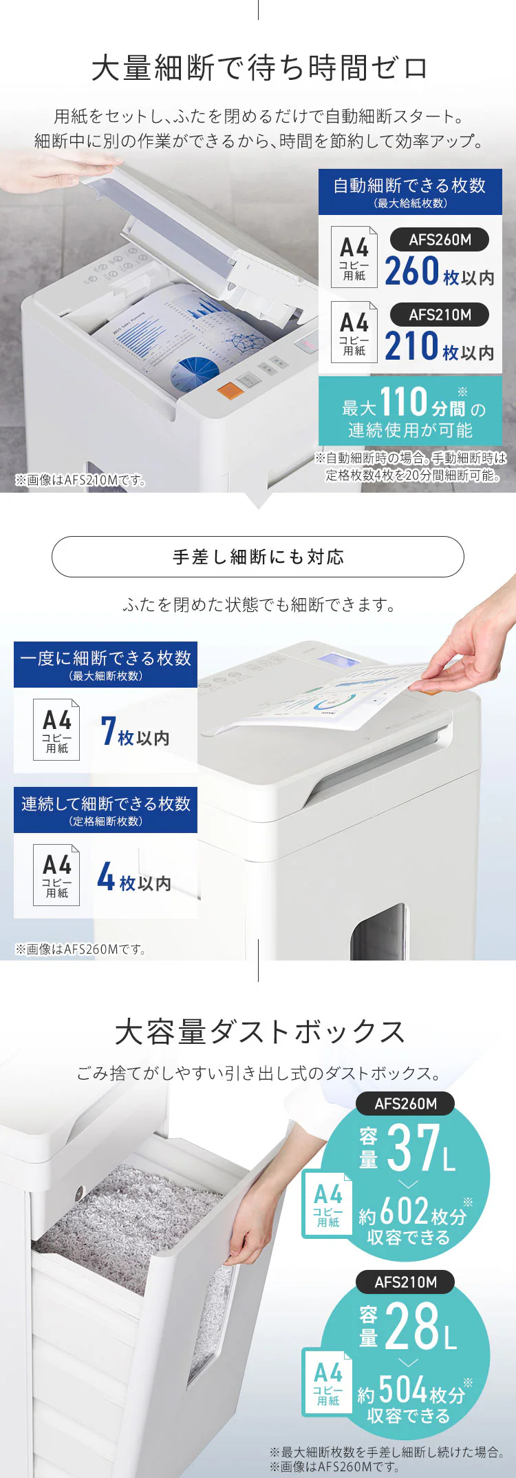 【静音】【自動細断】シュレッダー 業務用 28L 除電 マイクロクロスカット AFS210M7