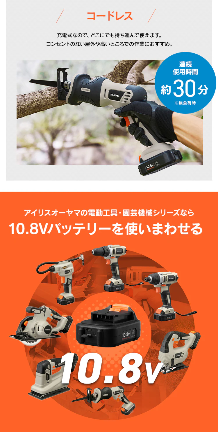 充電式レシプロソー10.8V JRS13TC サンドベージュ4