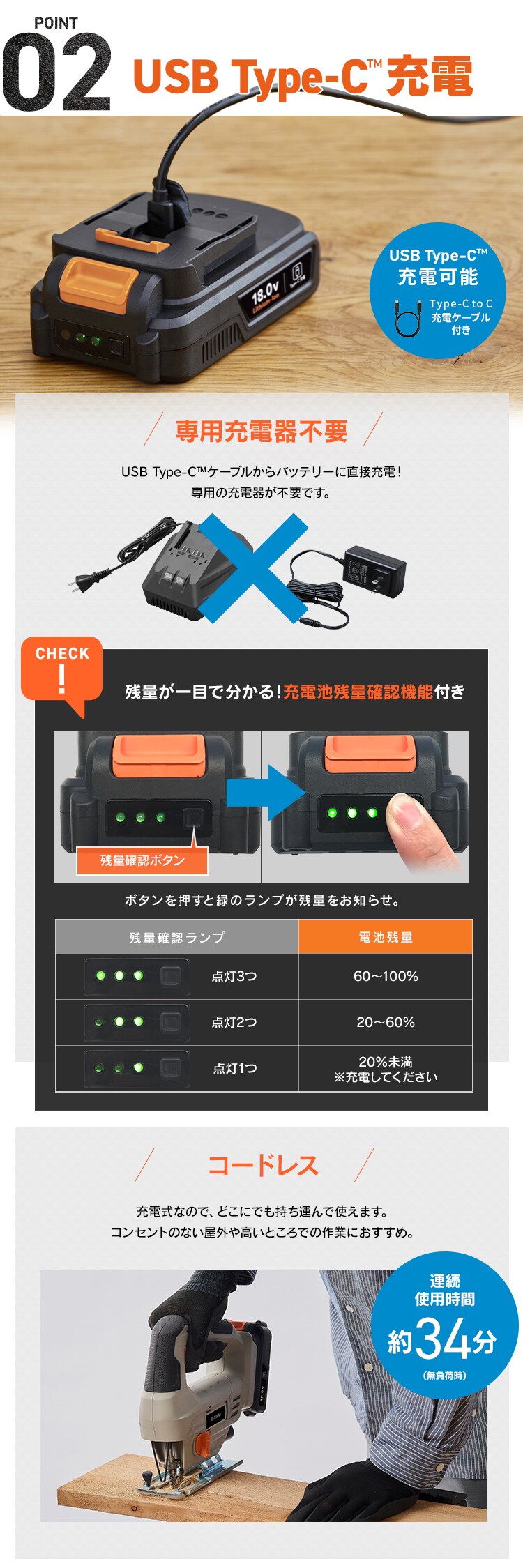 充電式ジグソー18V JJS181TC サンドベージュ3