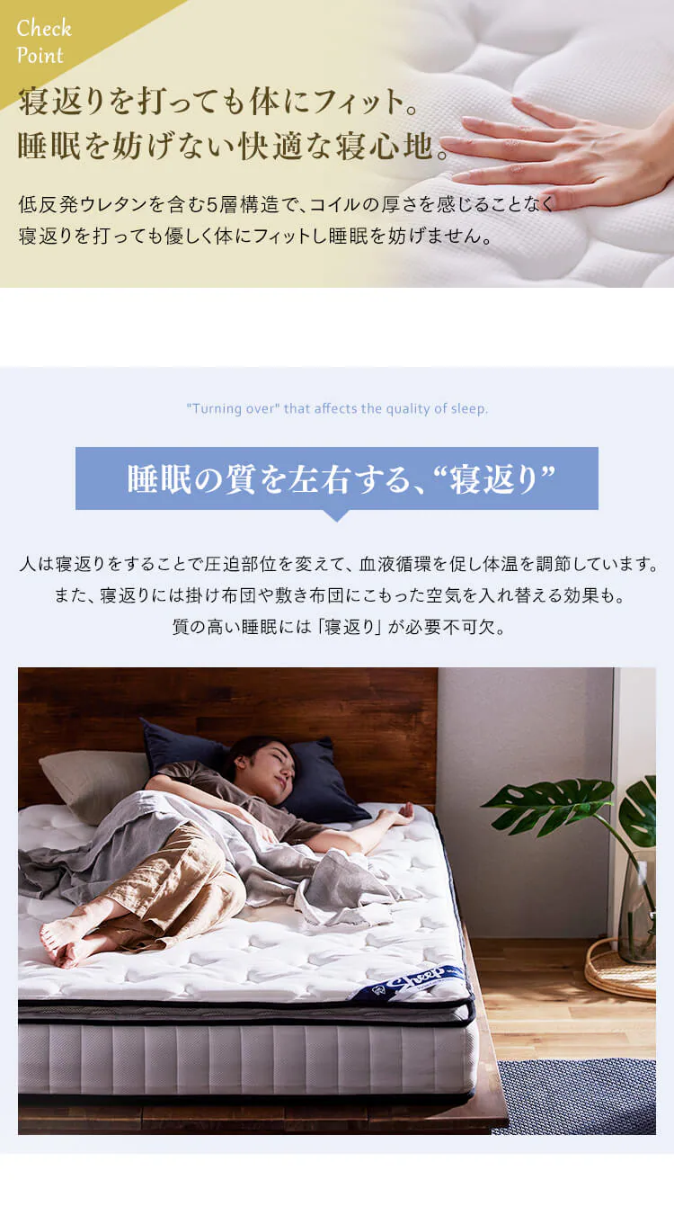 ピロートップ ポケットコイルマットレス S PMTS23PN-S シングル ホワイト【代引き不可】8