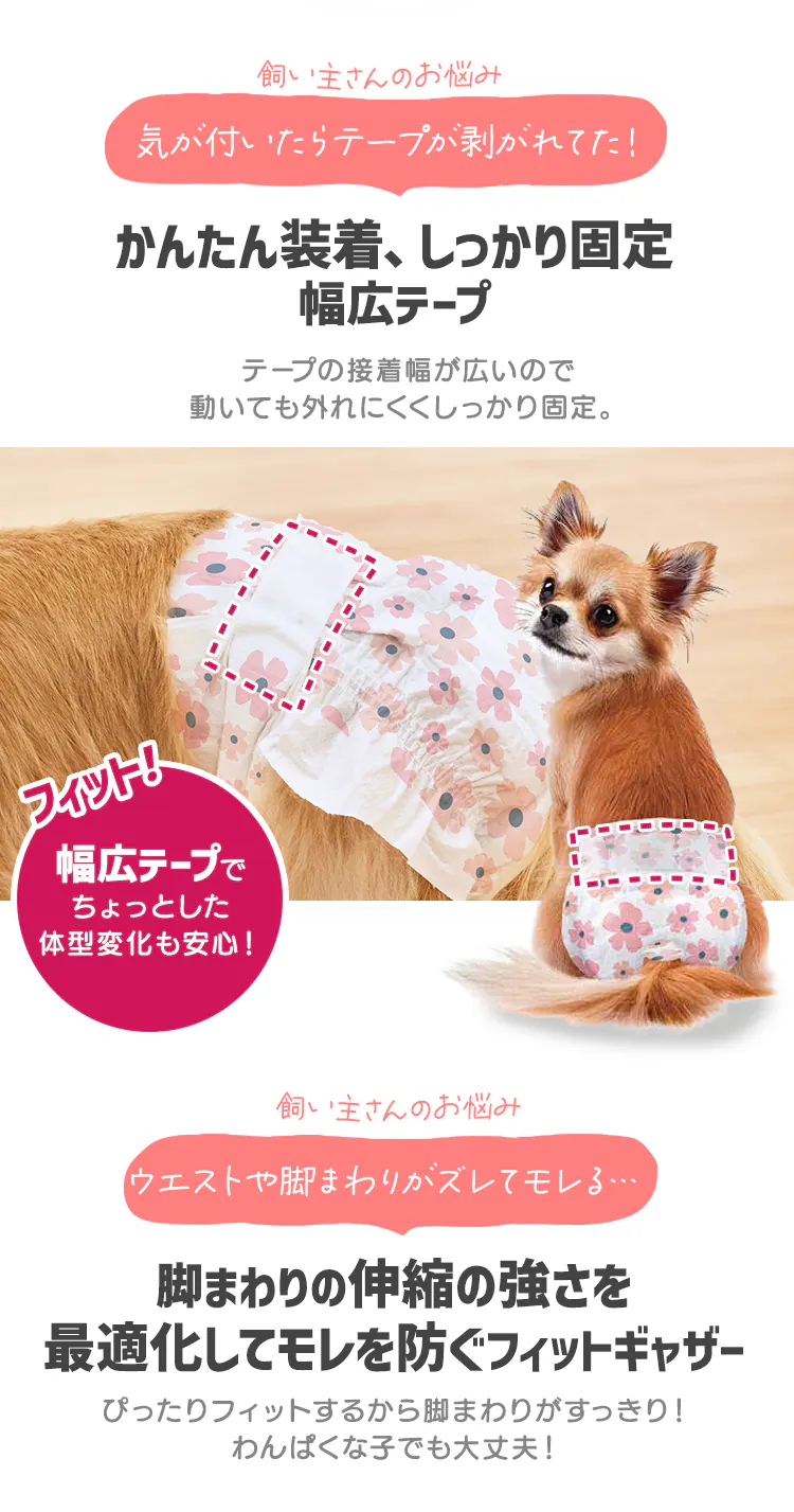 【女の子用】【171枚】犬 おむつ ピタフィット S 57枚入&times;3袋   NPD-S57 犬 おむつ4