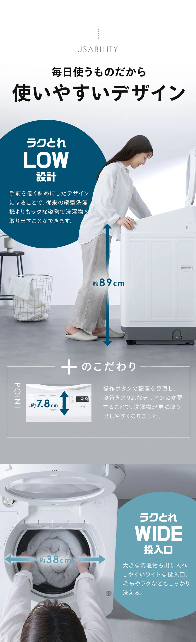 洗濯機10.5kg OSH 2連タンク TCW-105A02-W ホワイト5