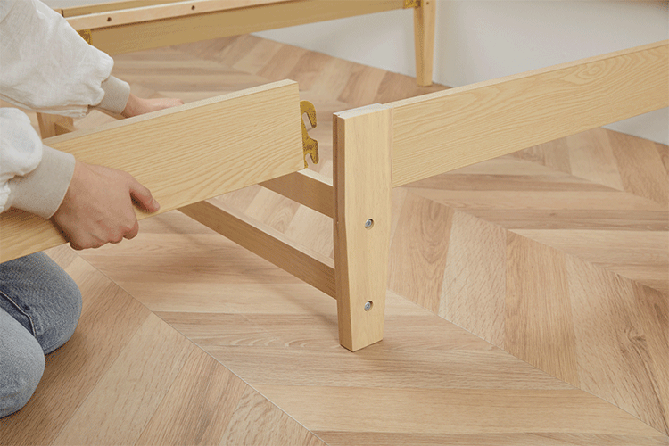 組立簡単すのこベッド シンプル宮付き ESB02-S ナチュラル+マットレス黒3