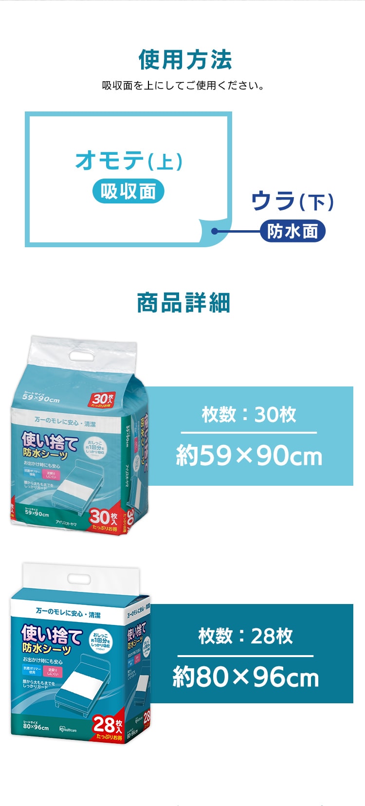【30枚】 使い捨て防水シーツ普通サイズ 介護用品 防水シーツ 介護シーツ3