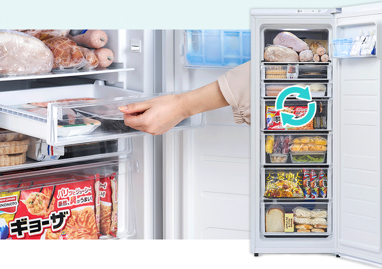 冷凍庫 142L 省エネ 自動霜取り KUSN-14C-W ホワイト5