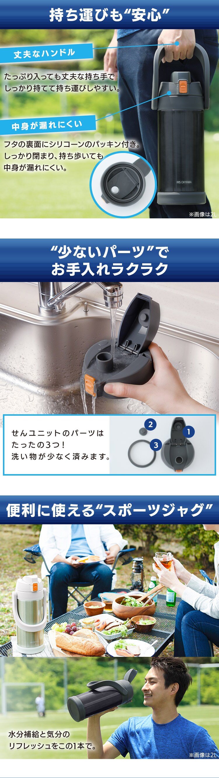 ステンレスケータイボトル スポーツジャグ SJ-2000 全4色3