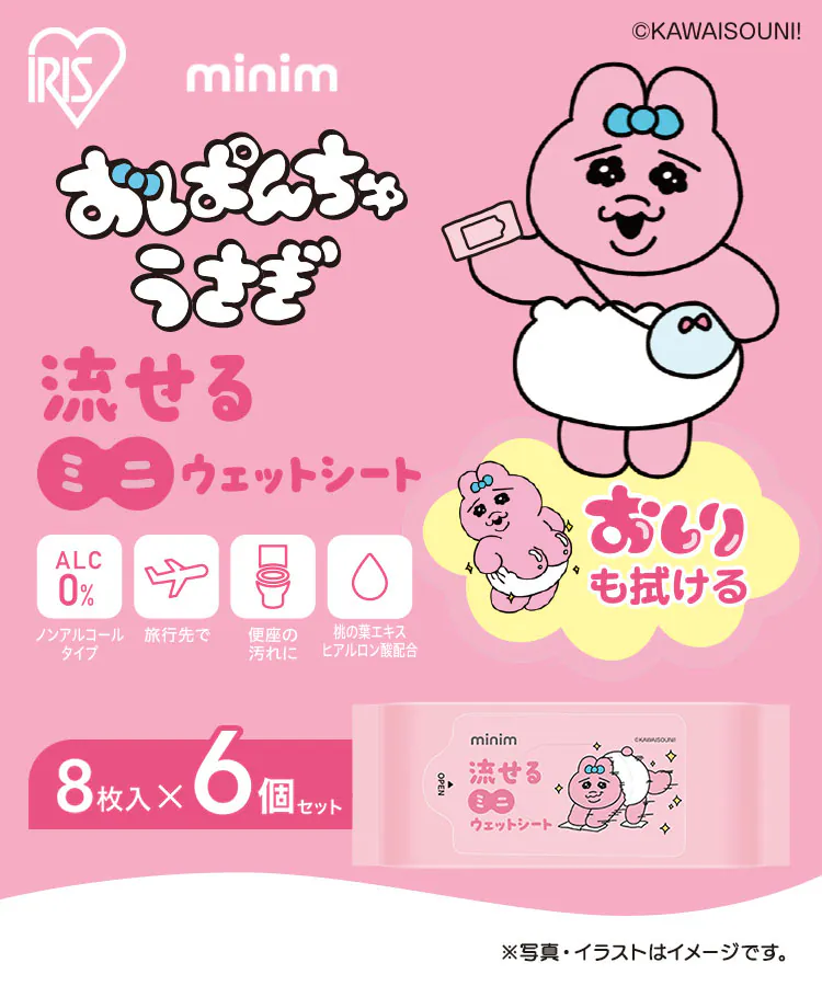 【3個セット】おぱんちゅうさぎ ミニウェットシート 144枚入り OMW-6PN0