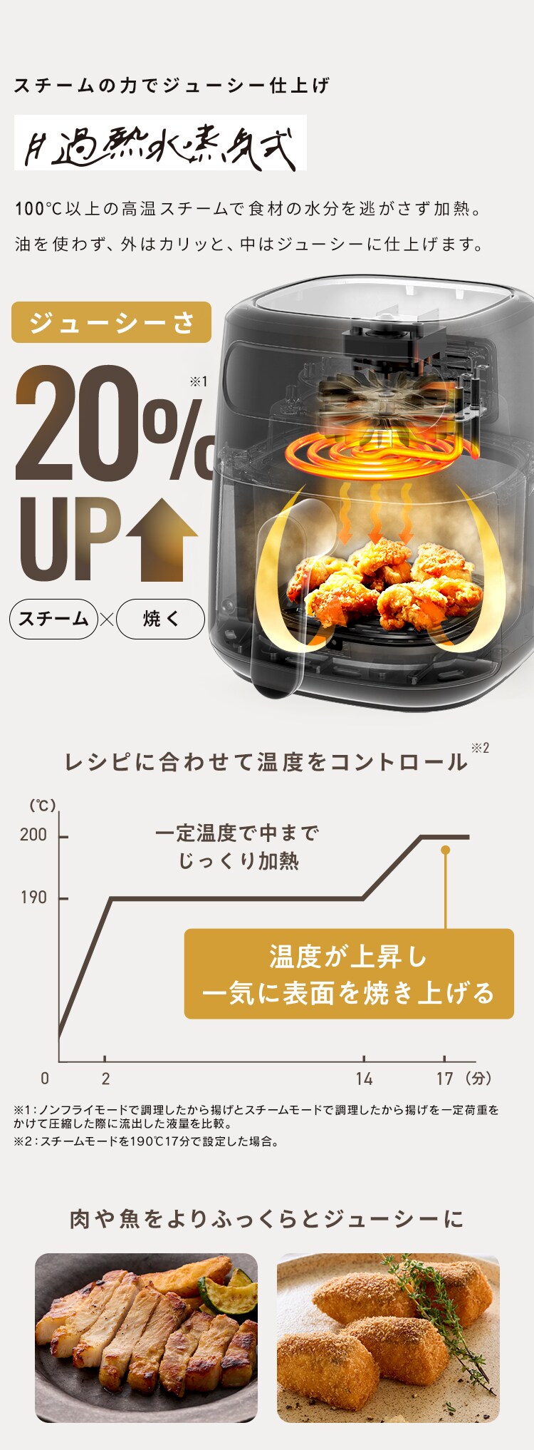 過熱水蒸気エア フライヤー FV-M30A-C アイボリー1