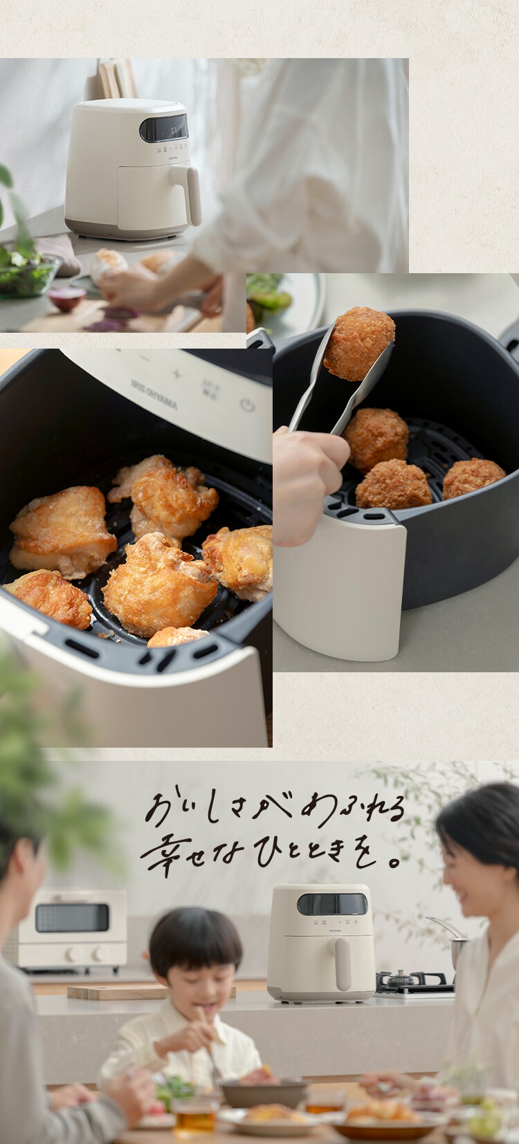 過熱水蒸気エア フライヤー FV-M30A-C アイボリー7