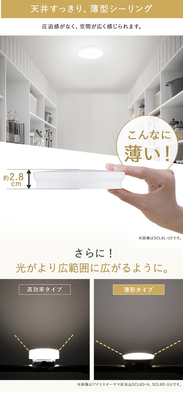 小型シーリングライト 薄形 2000lm 電球色 SCL20L-U21