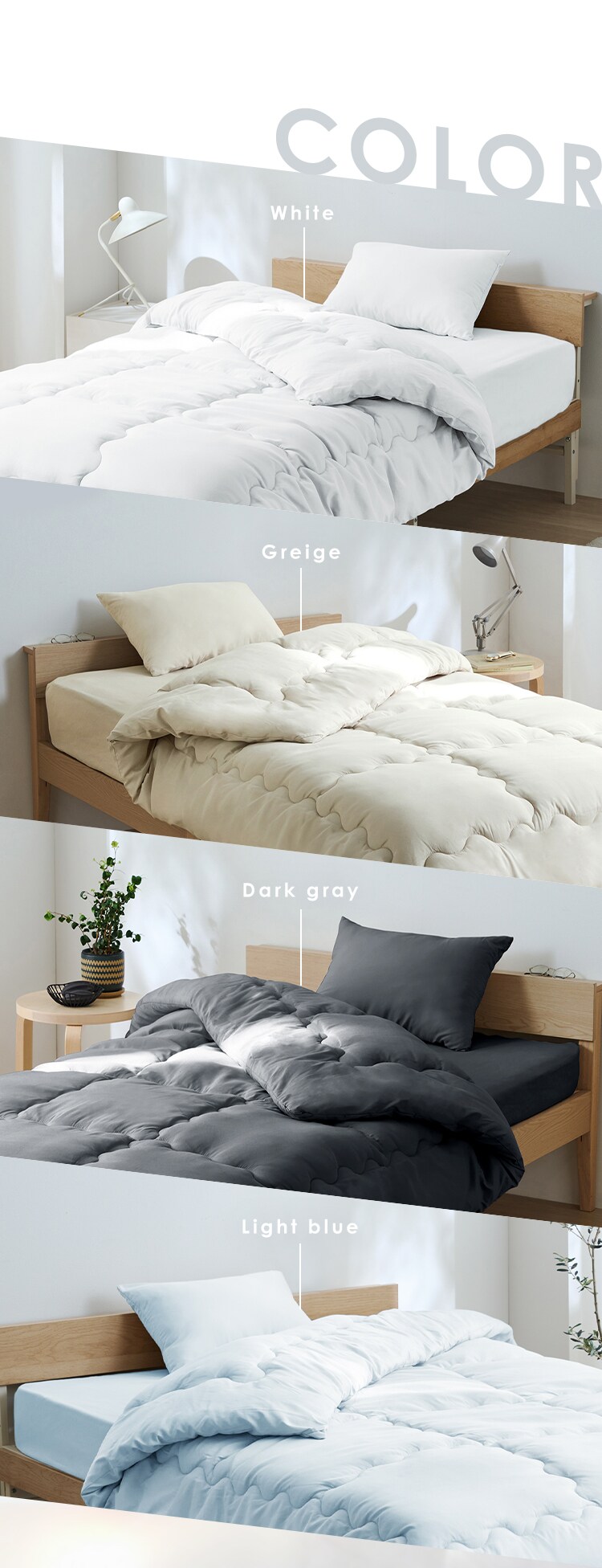 ベッド用布団3点セット S KFS-B3S ダークグレー8