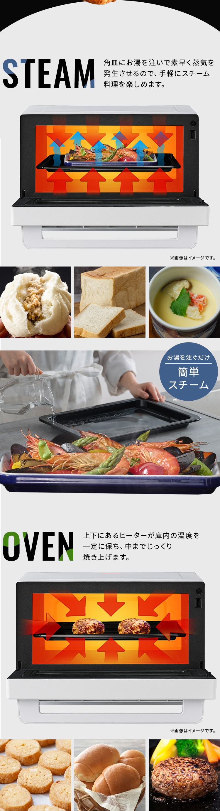 スチームオーブンレンジ 18L PMO-F1812 ホワイト3