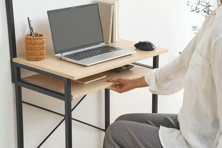 デスク パソコンデスク 幅60 上棚付 タワー型 TDK-6042R ナチュラル/ブラック2