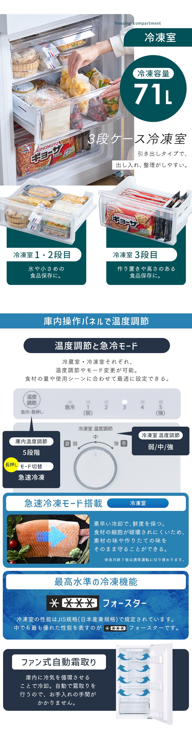 【設置無料】 冷蔵庫 270L 自動霜取り 幅54.5cm IRSN-27B-W ホワイト2
